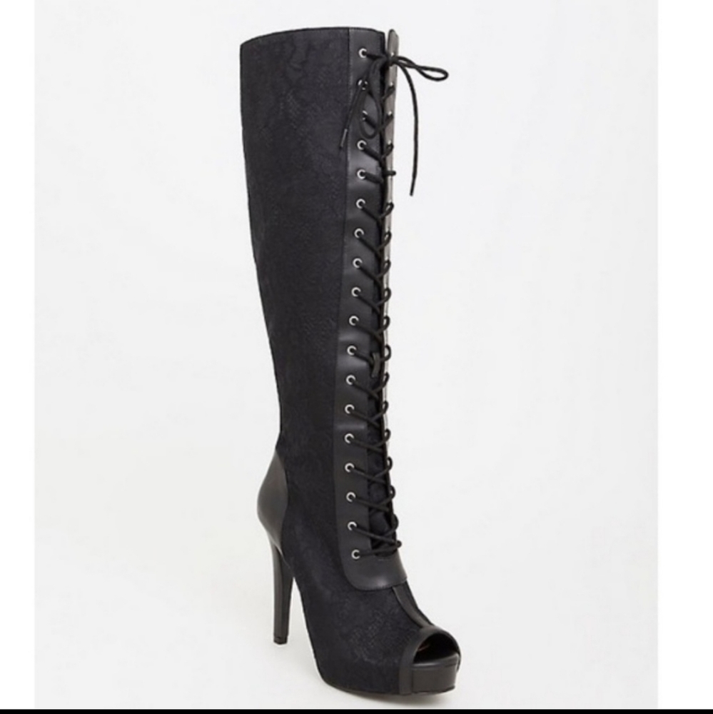 Torrid lace knee high boots